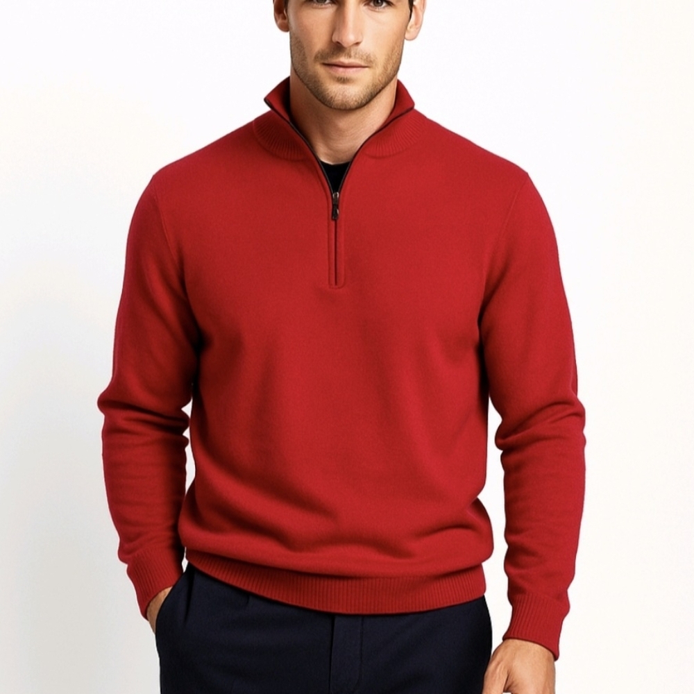 Vineyard Vines Sweater Red Boathouse Tipping 1/4 Zip Pullover Wool Blend…